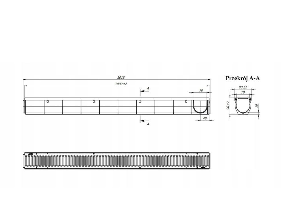 Owdodnienie liniowe korytko h90 1 mb plastk metal