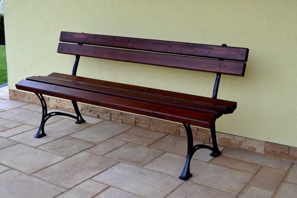 ławka z oparciem ogrodowa parkowa miejska ławki żeliwo królewski W002