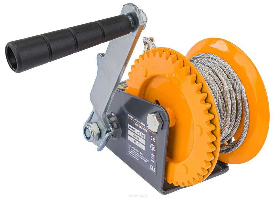 POWERMAT Linowa Wciągarka Wyciągarka Korbowa Ręczna 545kg 10m PM1267