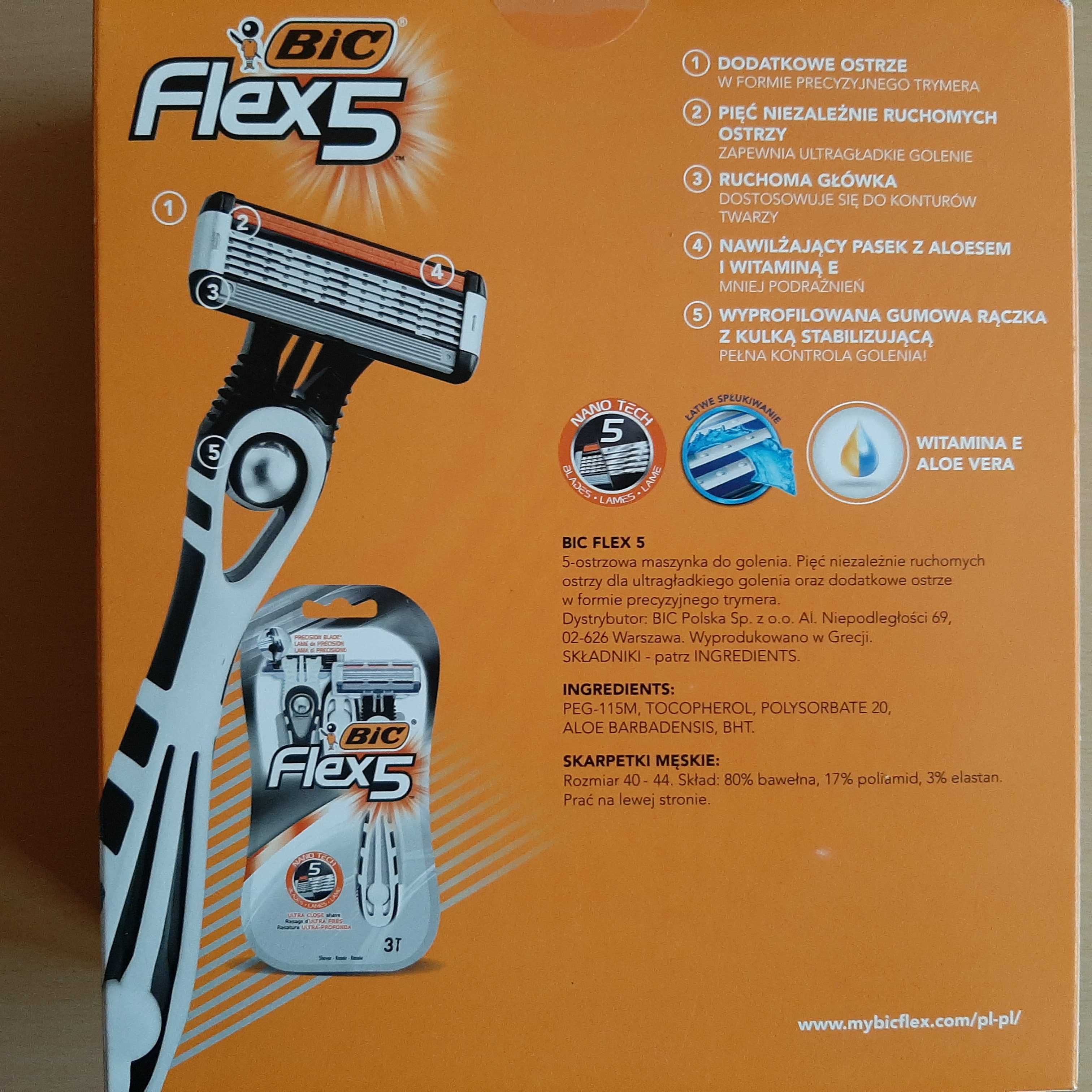 Zestaw Bic Flex 5 maszynka do golenia +skarpety mężczyzny Men chłopaka