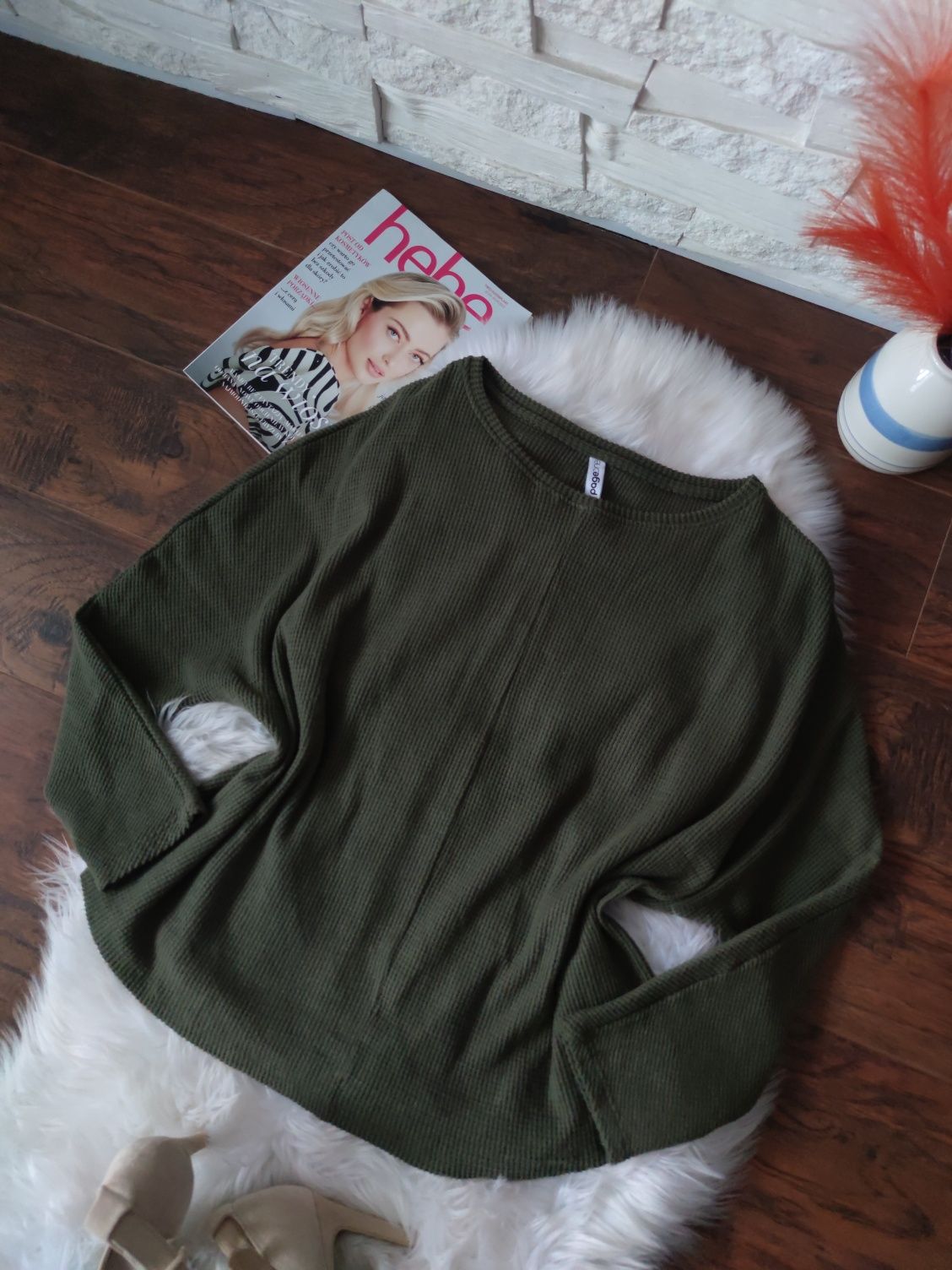 Luźny sweter Khaki jesienny hit 
Rozmiar XL