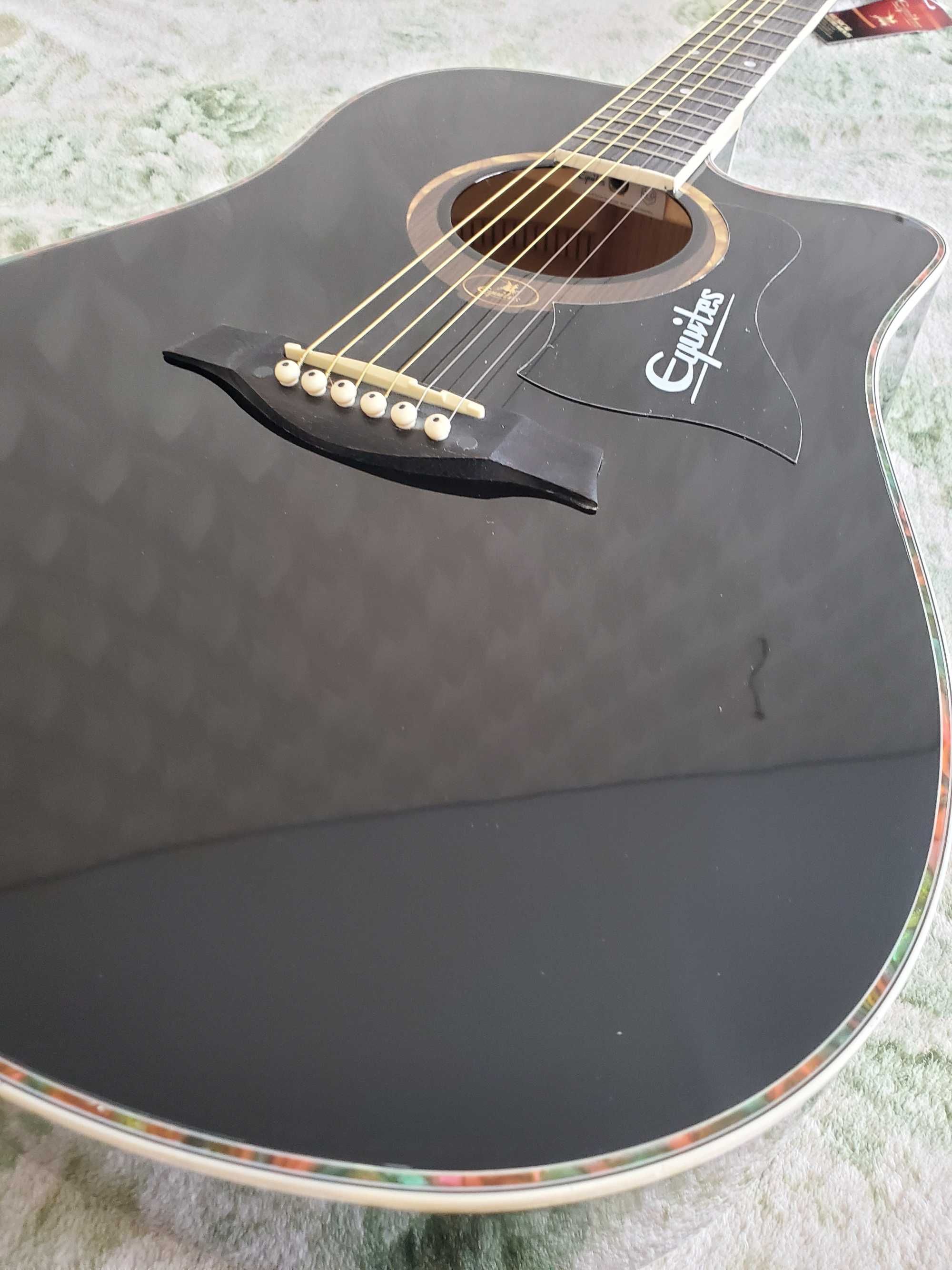 Акустична гітара чорна анкерний стержень 4/4 повнорозмірна