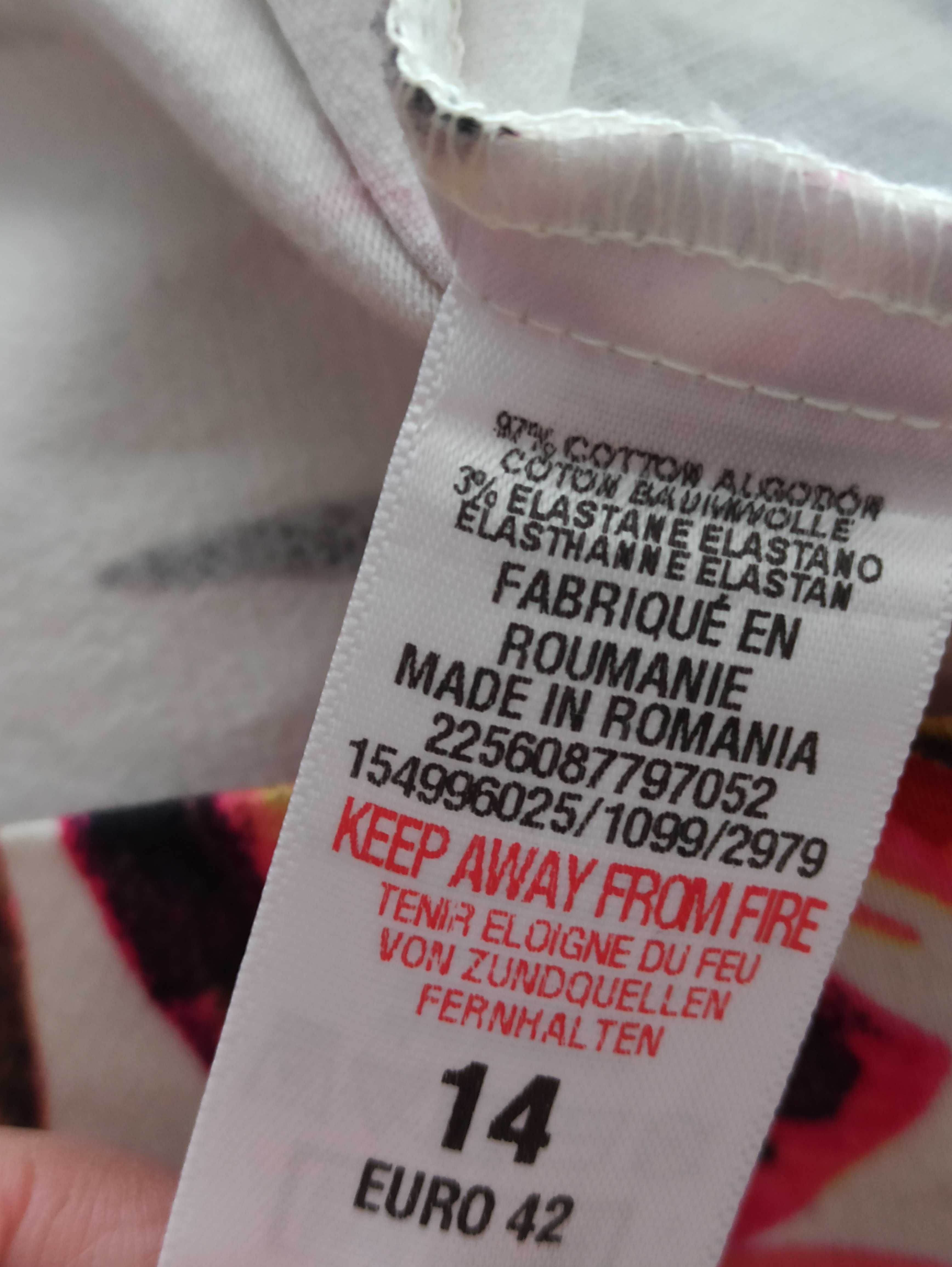 Wallis wzorzysta sukienka elegancka na wesele bawełna 38/40