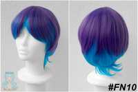 Krótka fioletowa niebieska peruka ombre gradient z grzywką cosplay wig