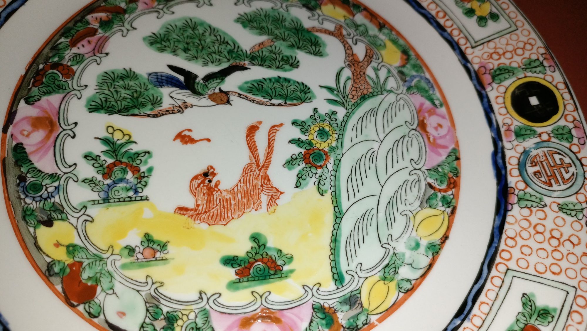 Prato antigo chinês pintado á mão