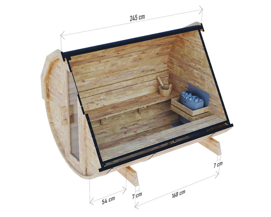Sauna Ogrodowa Beczka 250 cm SZYBKIE TERMINY