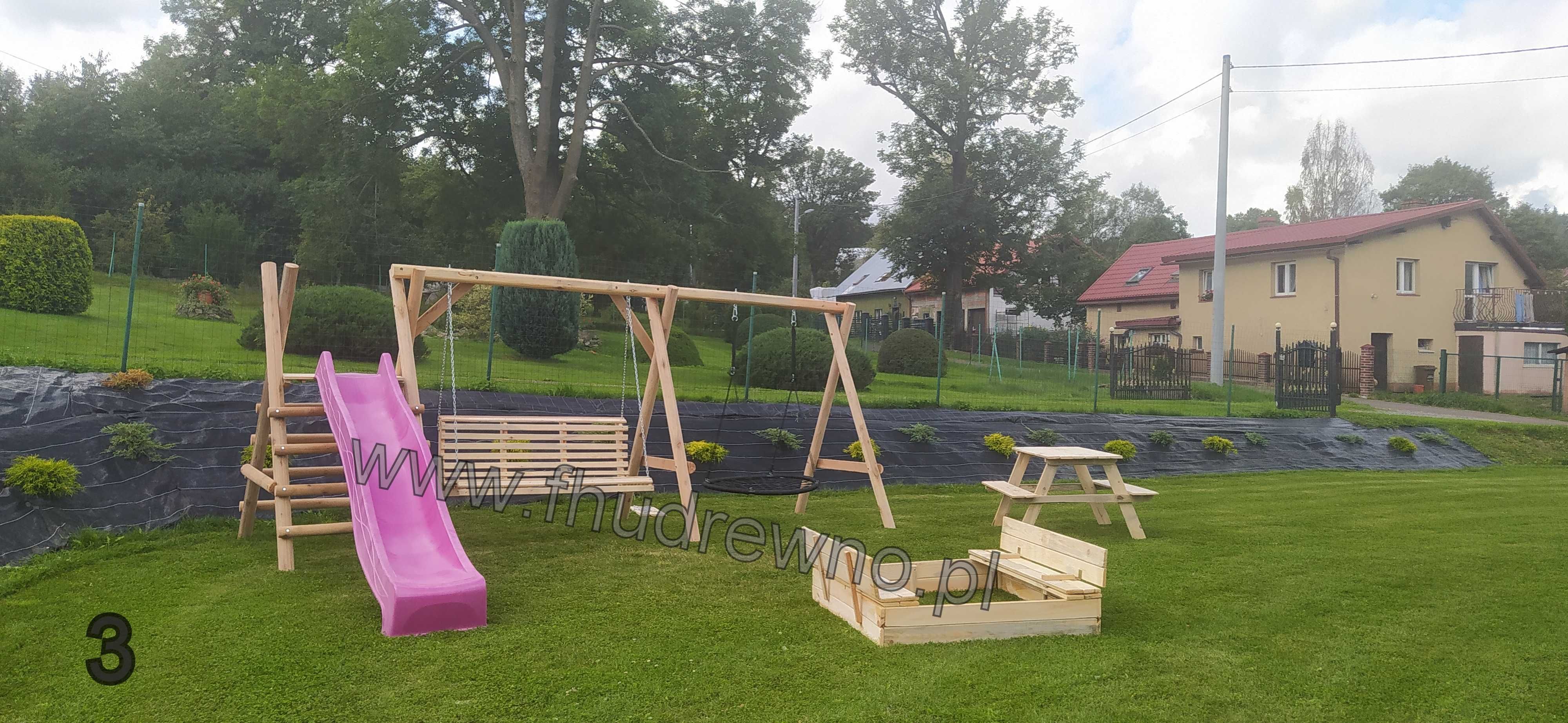 Huśtawka Ogrodowa Drewniana Dziecięca Plac zabaw