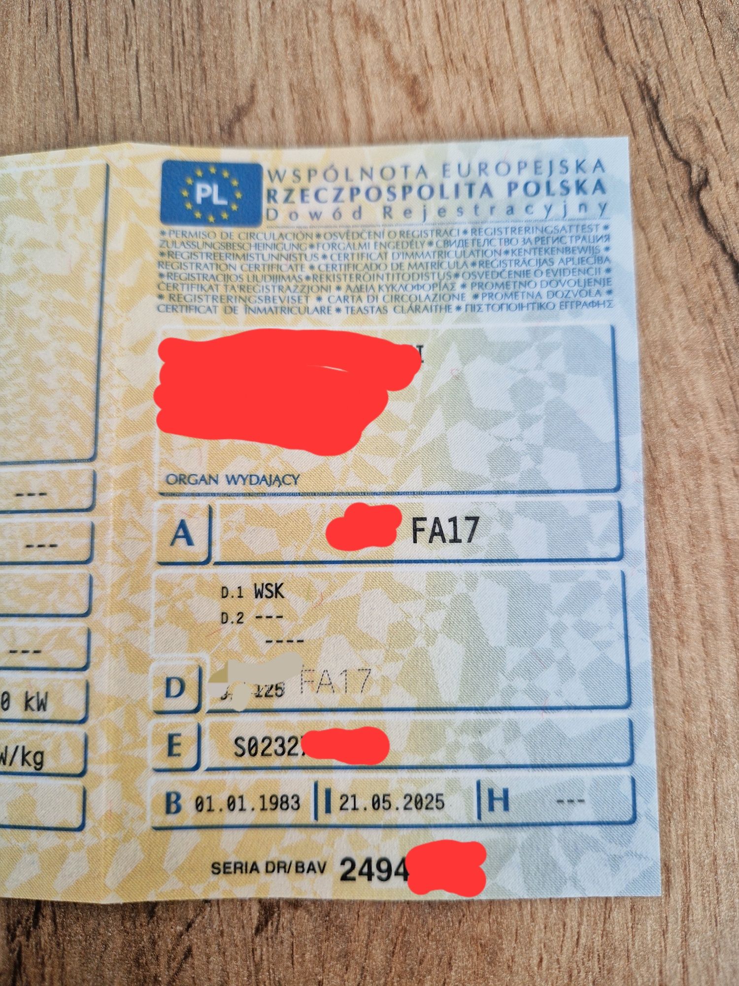 Wsk rama zarejestrowana 83r lelek dudek bąk kos
