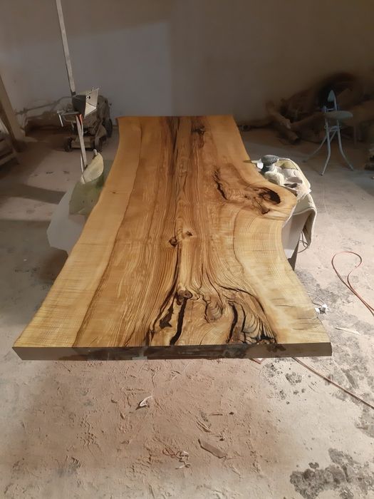 Stół dąb orzech włoski jesion monolit blat drewniany pełne drewno loft