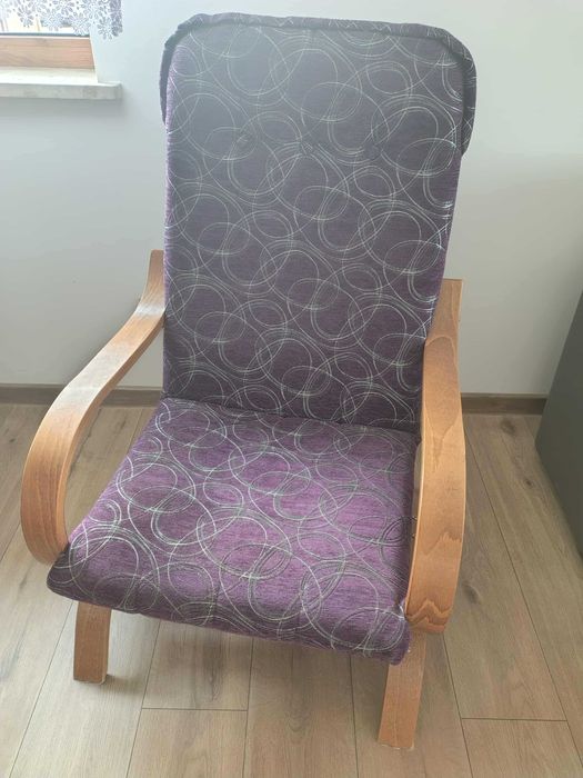 Fotel 2 szt krzyżak drewniany fioletowy