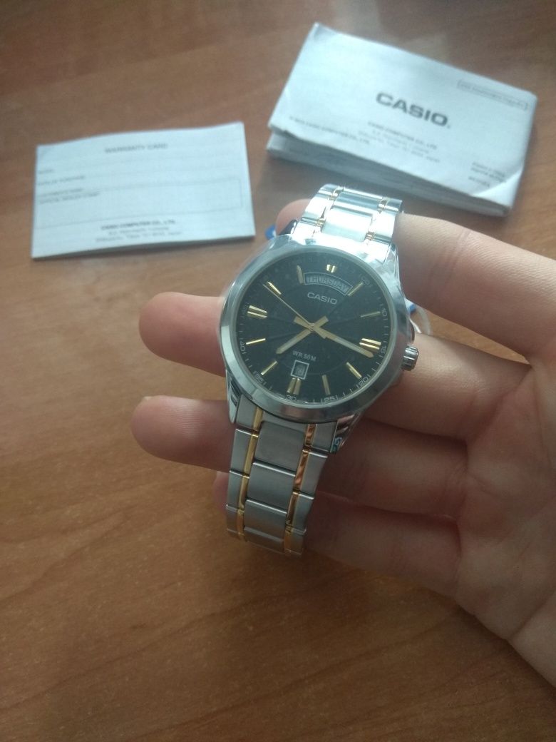 Nowy oryginalny czarny zegarek męski casio MTP-1381G-1AV z bransoletą