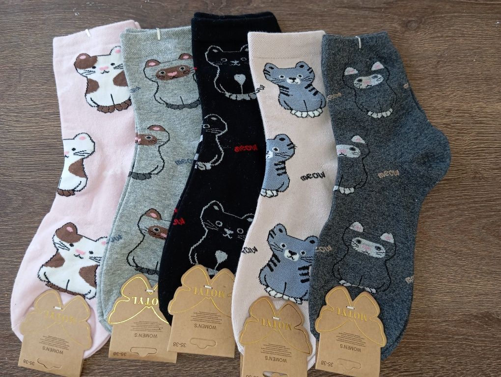 5x skarpetki damskie r 35 - 38  kotki mix kolorów