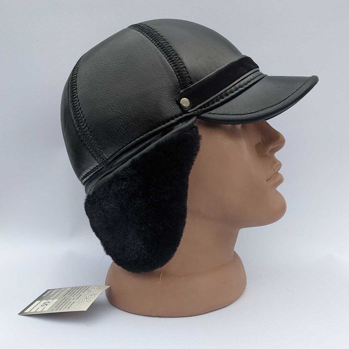 Шапка ушанка из овчины и натуральной кожи