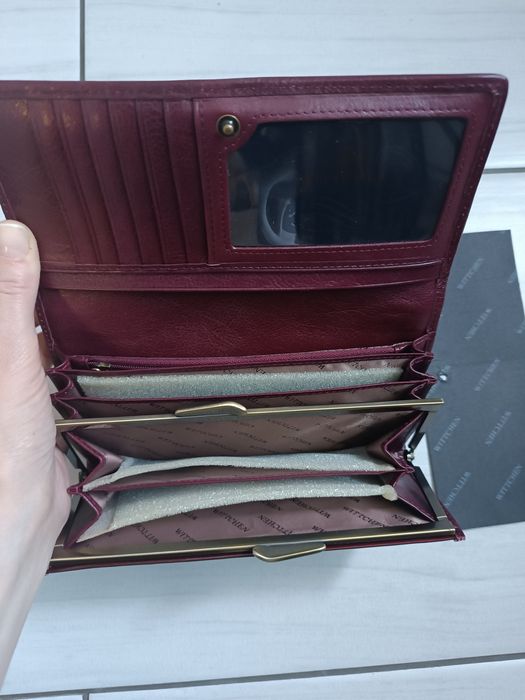 Duży portfel damski Wittchen, bordowy, skóra lakierowana, Verona