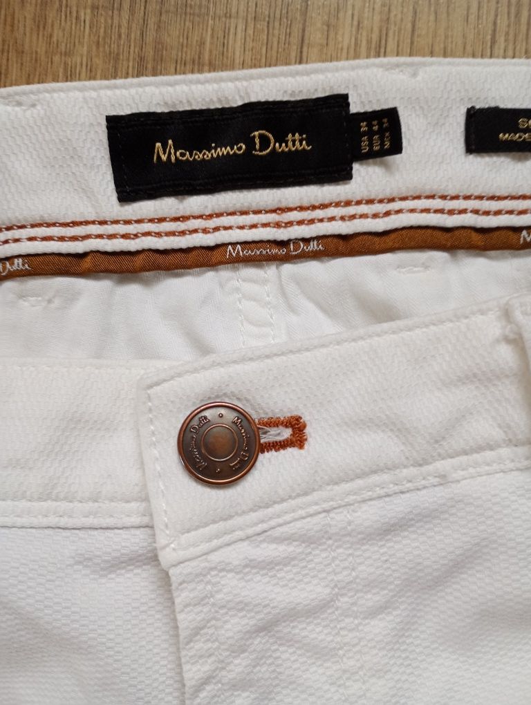 Massimo Dutti męskie spodnie L bawełna białe lato