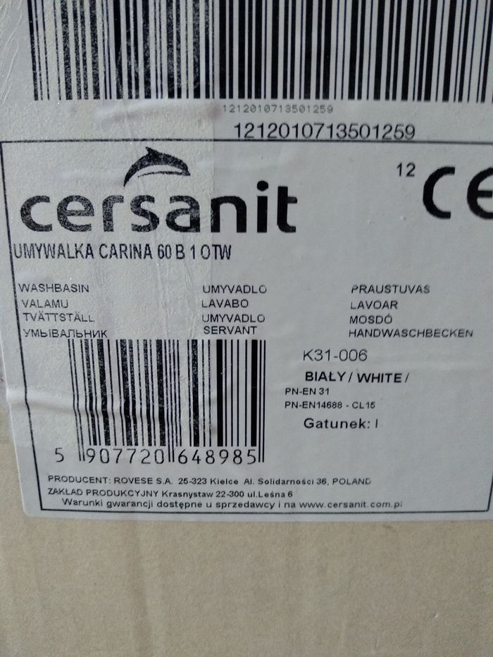 Sprzedam nową umywalkę Cersanit