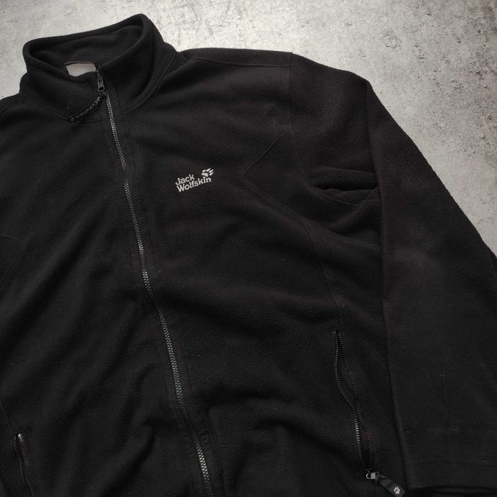 MĘSKA Bluza Rozpinana Czarna Polar Nanuk Jack Wolfskin Haft Trekking