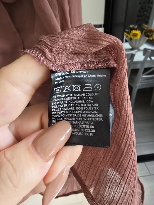 Koszula mgiełka r. 44 brązowa wiązana z kokardą