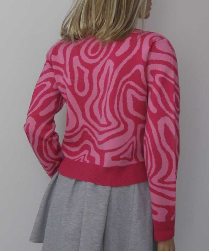 sweter różowy paski zebra Sinsay M