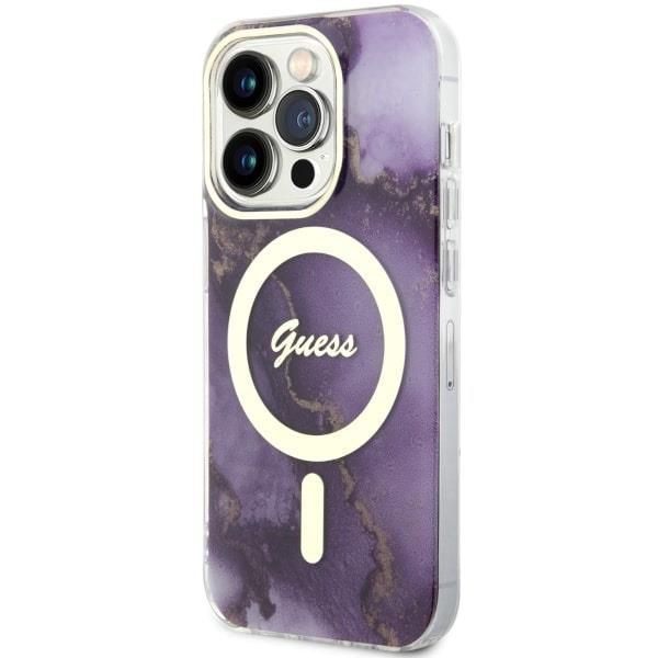 Etui Guess Golden Marble na iPhone 14 Pro Max - Purpurowe