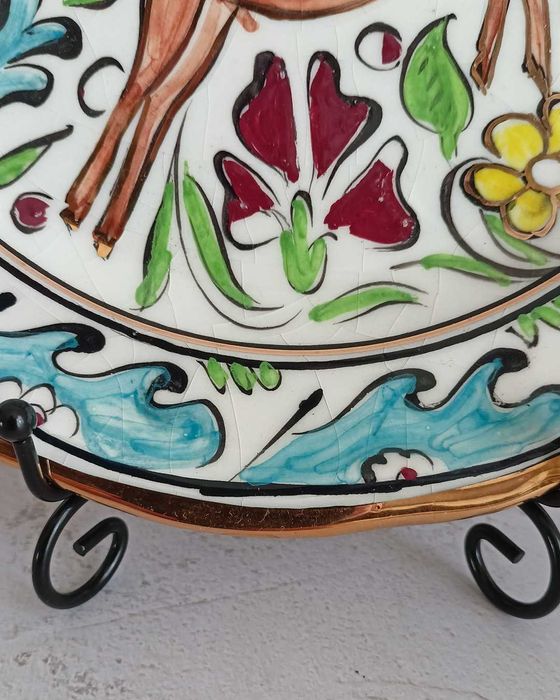 Talerz do zawieszenia Grecja Złocony 24 K Dekoracyjny talerz ścienny