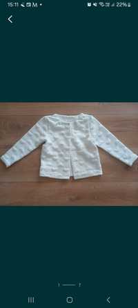 Sweterek narzutka kardigan bolerko białe dla dziewczynki rozmiar 98
