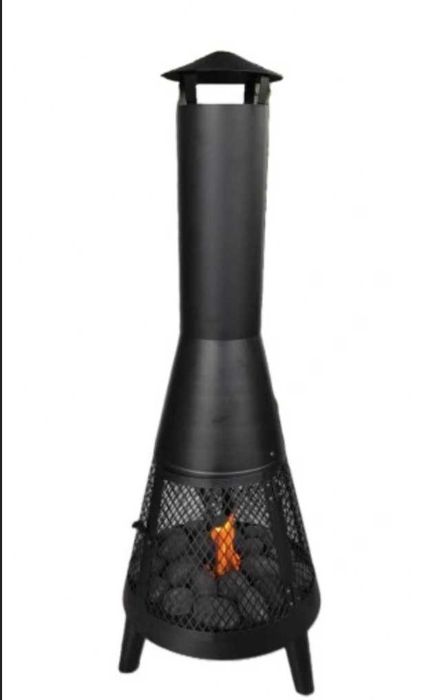 Kominek ogrodowy BBQ 110 X 35 Cm Żaroodporna Stal Malowana Proszkowo