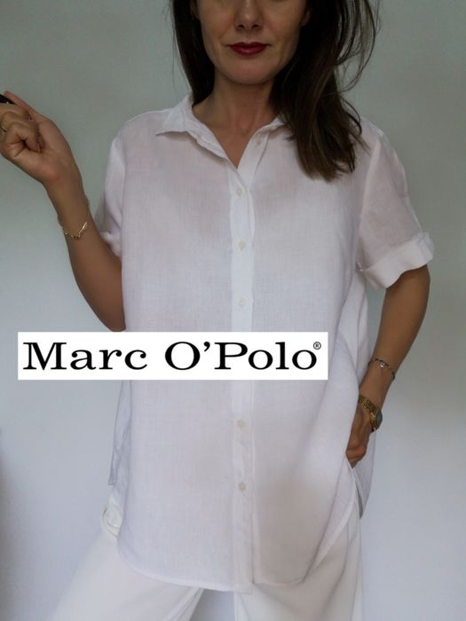 Koszula Marc o'polo lniana len bawełniana 40 krótki rękawek zapinana g