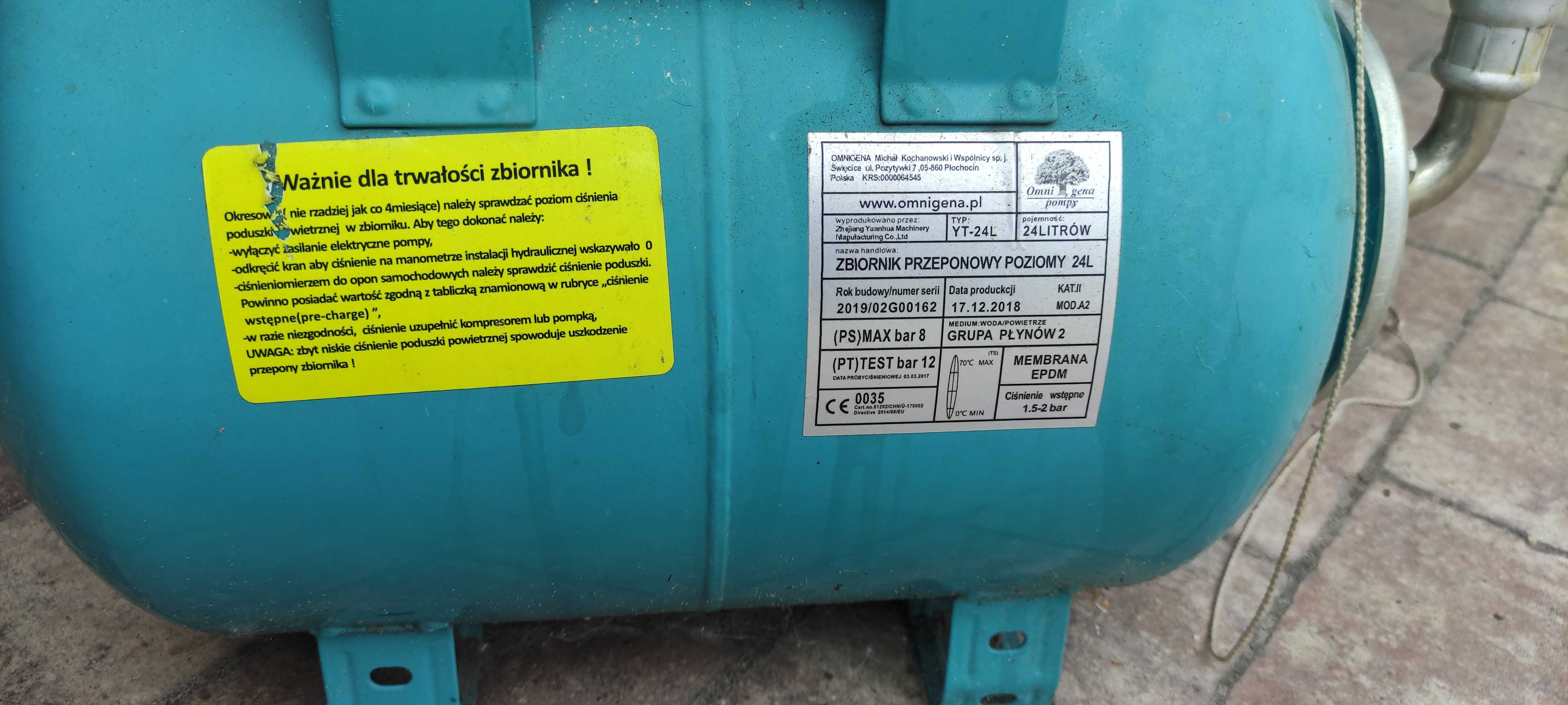 Zestaw hydroforowy JY 1000 24L Omnigena 230V hydrofor zbiornik pompa