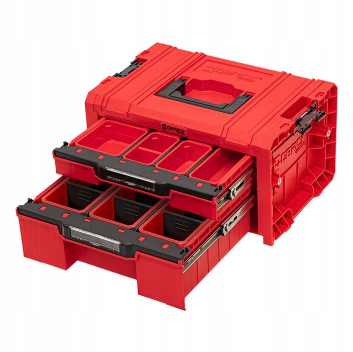 QBRICK PRO Drawer 2 Toolbox RED Organizer Skrzynka narzędziowa