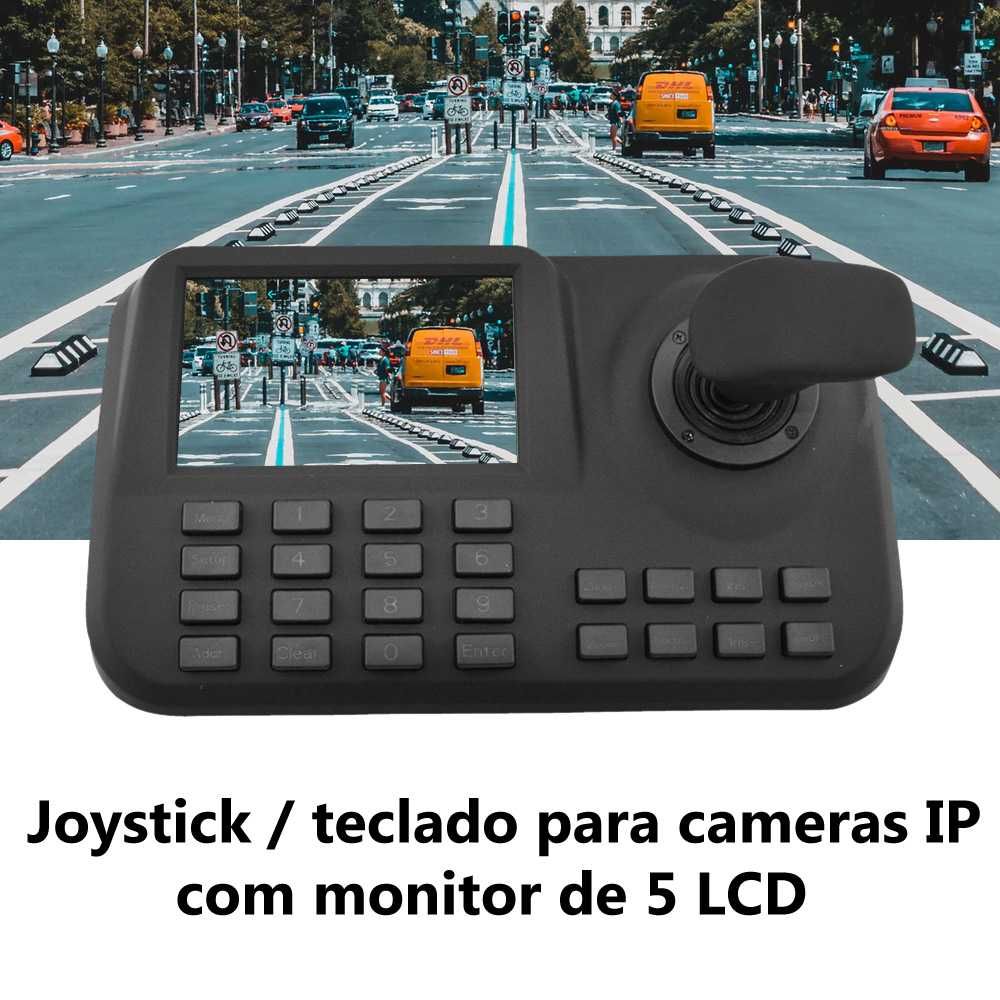 Teclado joystick controlador cameras PTZ IP rotativa monitor LCD NVR