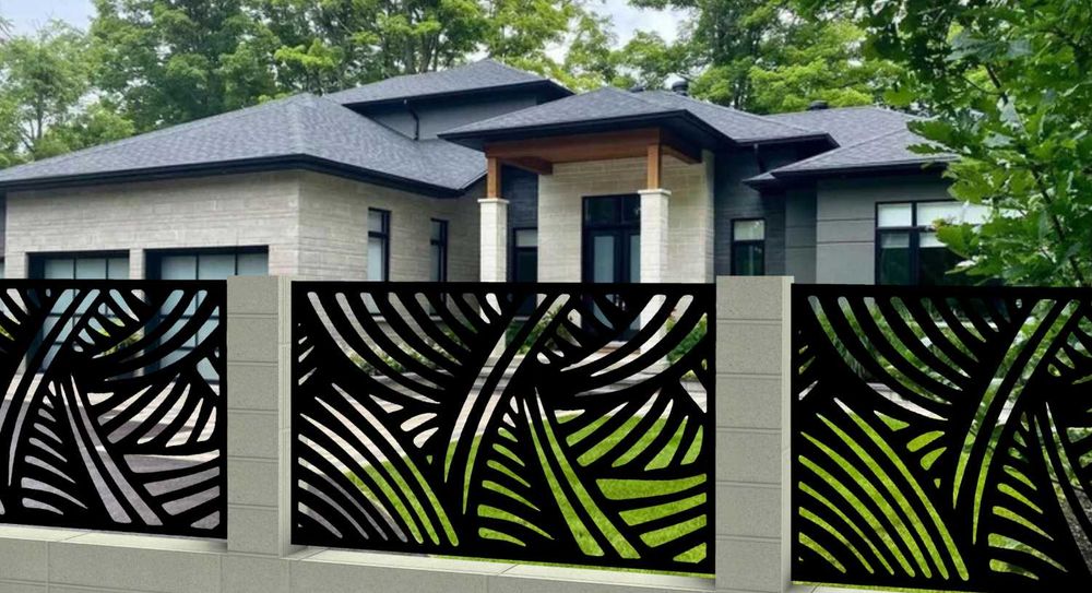 Ogrodzenie panelowe 3D przęsło ozdobne stalowe wizualizacja laser CNC