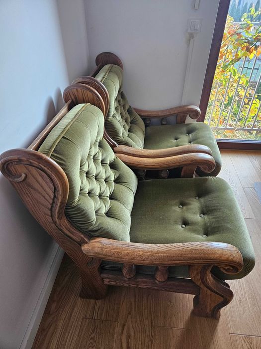 Dębowe Fotele tapicerowane - komplet