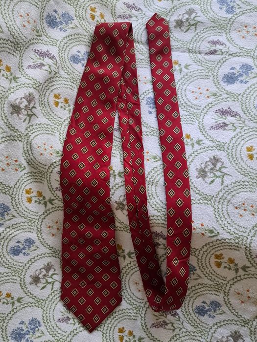 Krawat męski pure silk jedwabny wiśnia 100% silk jedwab