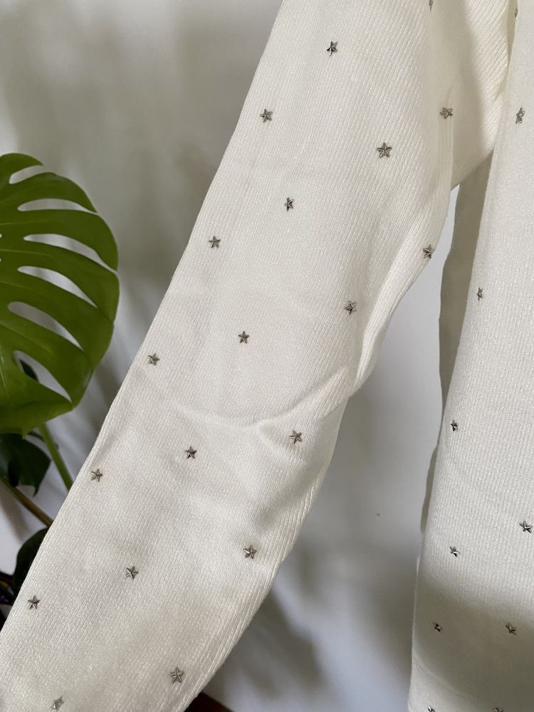 Нова нарядна кофта в рубчик біла молочна светр кофточка жіноча
