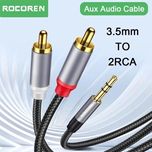 Аудио кабель 3.5 джек 2RCA, Стерео AUX 1м, позолоченные разьемы HiFi
