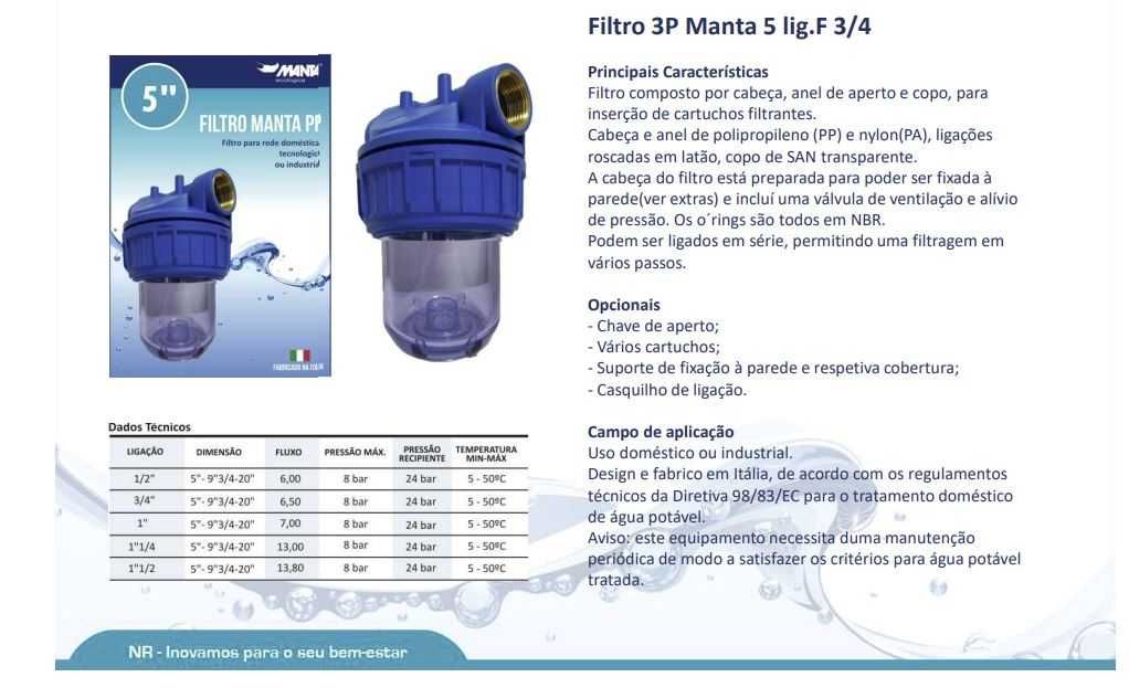 Filtro 3P Manta 5 lig.F 3/4''