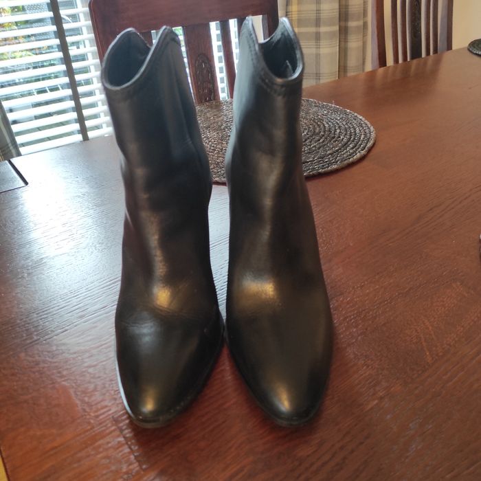 Botki Zara czarne skórzane  37