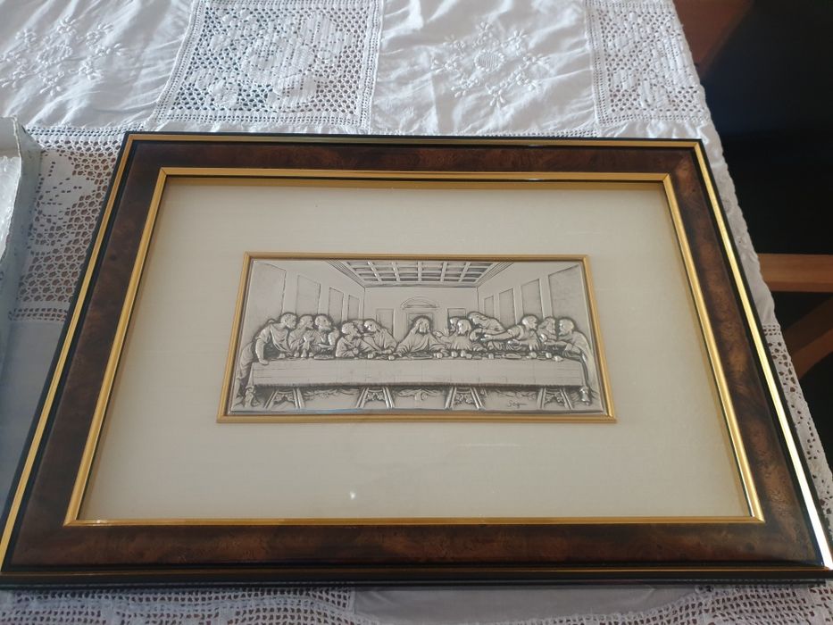 Quadro Última Ceia em prata bilaminada