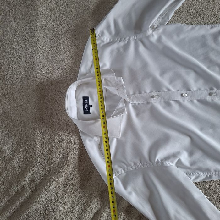 Koszula Lambert M slim fit biała na spinki kołnierzyk 39