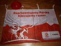 Zestaw kibica Polska - duża flaga + czapka - reprezentacja, kibic