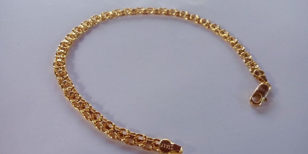 Pozłacana bransoletka damska,bismarck,logo,italy,18k,750,prezent,ccc