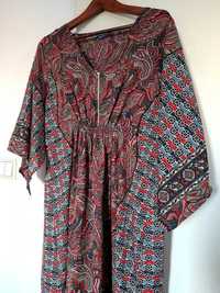 Sukienka indyjska maxi silk jedwab lato wzory kolorowa do karmienia