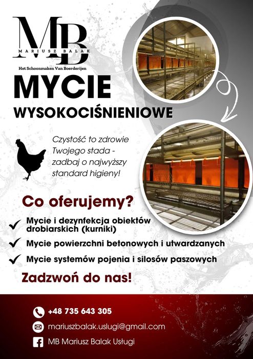 Profesjonalne mycie obiektów drobiarskich, mycie kurników dezynfekcja