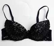 Biustonosz Czarny Koraliki Cekiny 75B Lindex Stanik Push Up