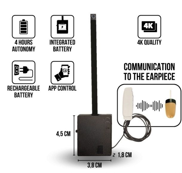 Mini camera espião IP para ler papel e ecrãs com auricular espião spy