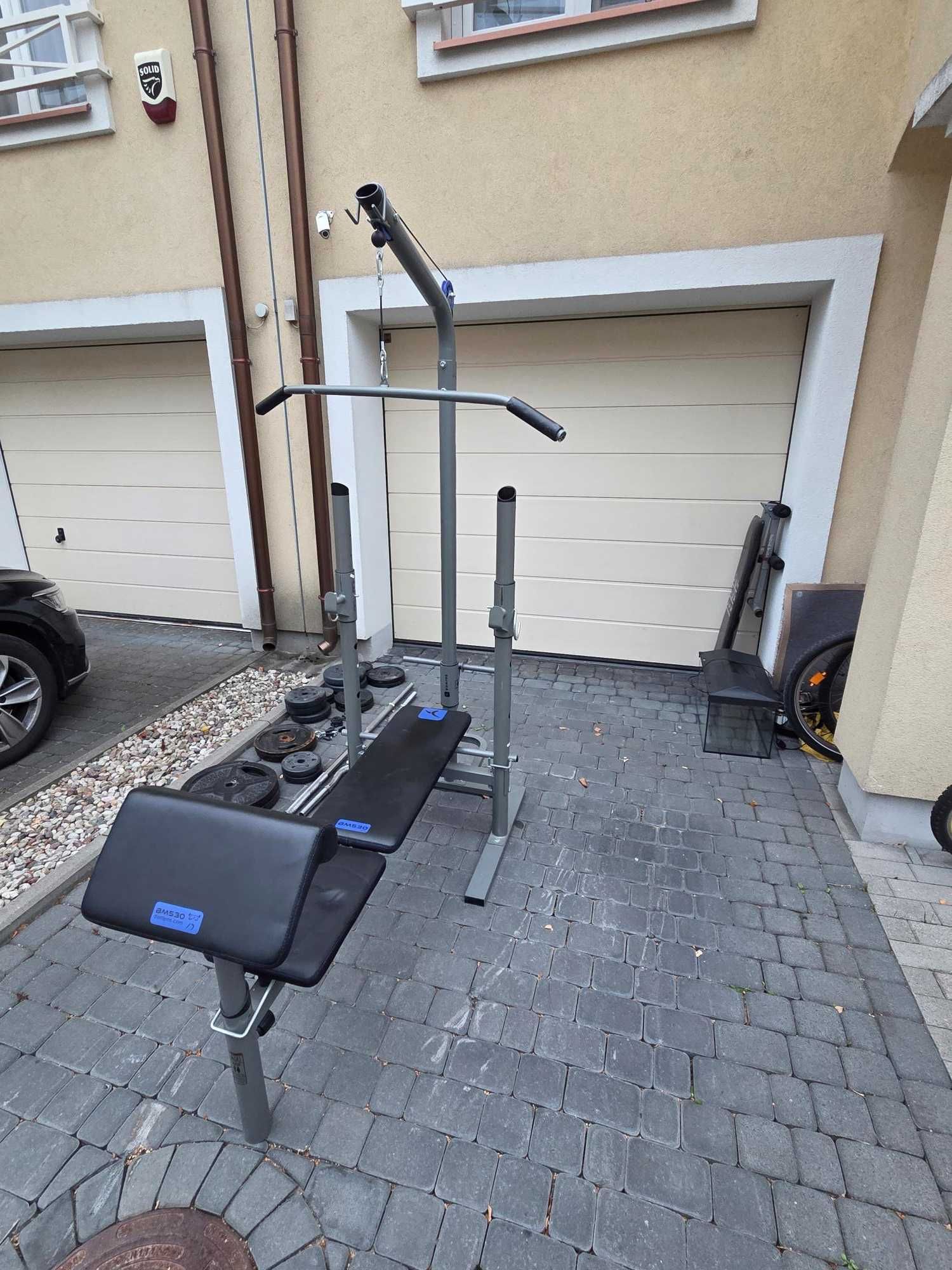 Ławeczka DOMYOS BM530 + Gryf prosty + gryf łamany + obciążenia