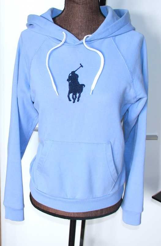 Ralph Lauren niebieska błękitna bluza damska kapturem xs 34 36 s haft