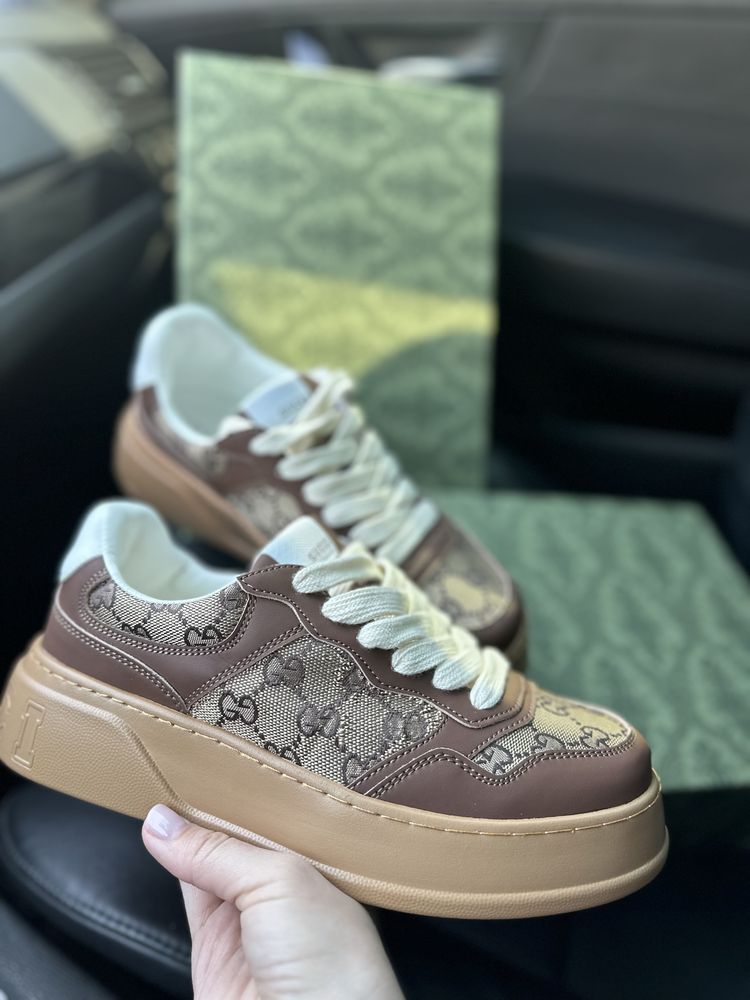 Кеди кросівки Гуччі Гуччи Gucci на високій коричневій підошві 38 39 40