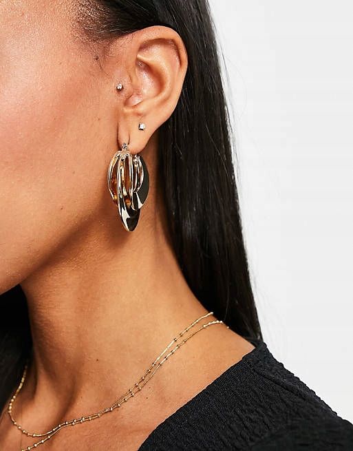 ASOS DESIGN Kolczyki Owale Wiszące Złote Stal 0352